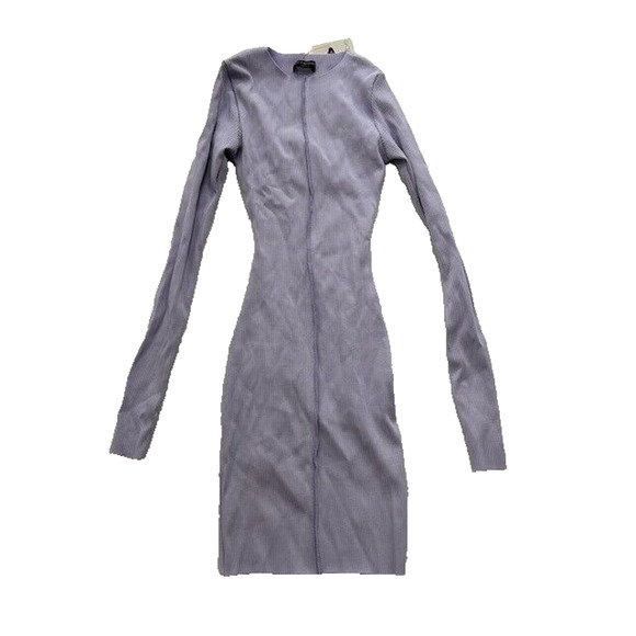 Naked Wardrobe Mini Dress Snatched Vibes Long Sleeve Rib Knit Purple Small NWT - Picture 3 of 10
